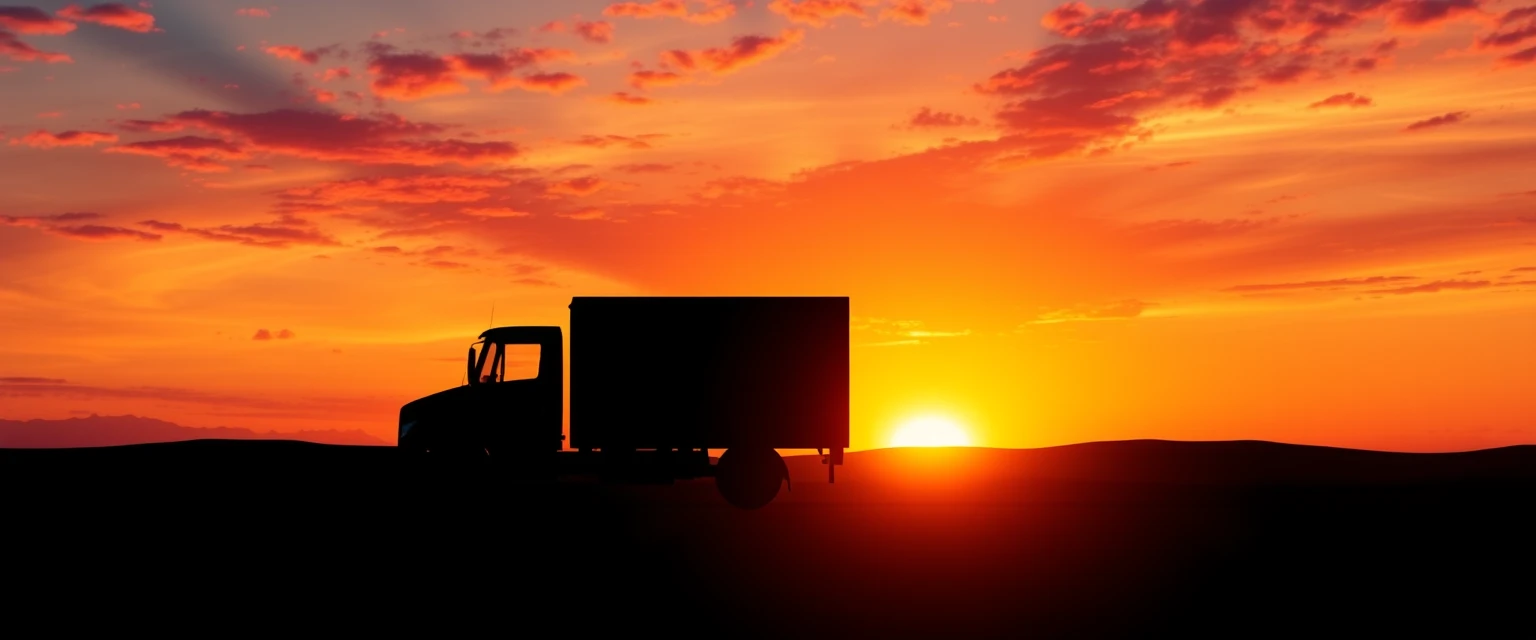 Photo d'un camion avec un livreur au coucher du soleil, symbolisant la logistique et les opérations de sourcing